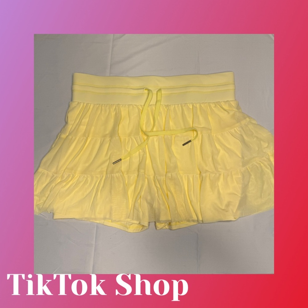 Yellow Ruffle Skort with Drawstring Waist